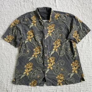 Men's Tommy Bahama Golden Floral Silk Hawaiian Shirt - Size XL